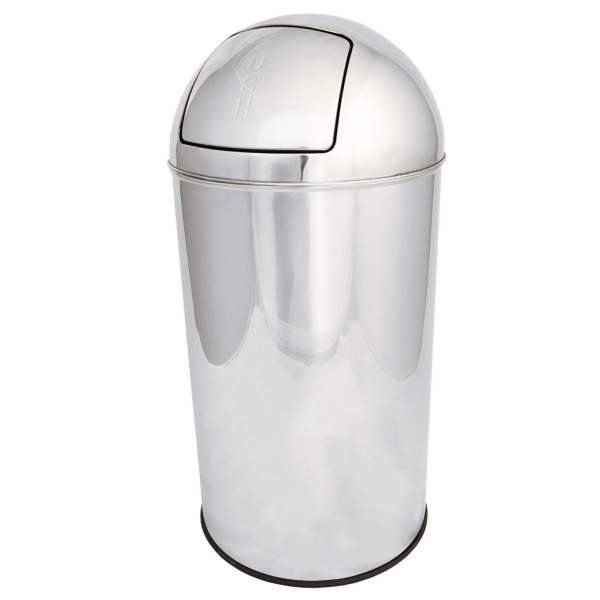 Cos gunoi 50L cu capac push, otel inoxidabil lucios, diametru 35cm (1 bucata)