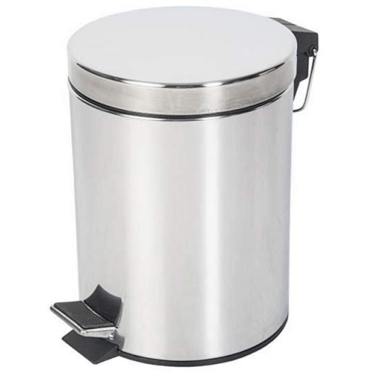 Cos cu pedala 3L si galeata interioara, Promo Inox, rotund, otel inoxidabil lucios (1 bucata)
