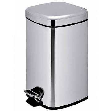Cos de gunoi patrat cu pedala, inox, 12 litri