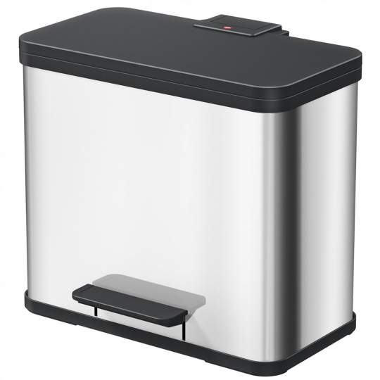 Cos inox Trio Plus L cu pedala, compartimentat 3 x 9 litri