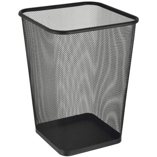 Cos patrat pentru gunoi, din sarma inox neagra, 29.5 cm inaltime, marimea S