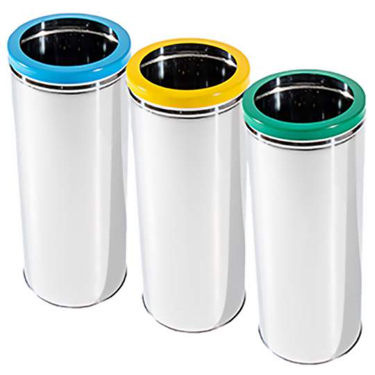Cosuri inox colectare selectiva, set 3 bucati x 27L