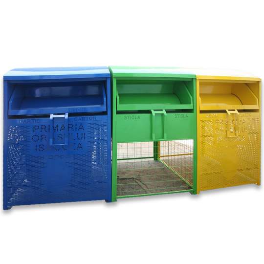 Husa metalica pentru protectie container colectare selectiva gunoi 1100 litri