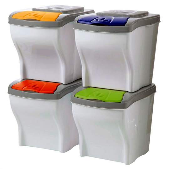 Set 4 cosuri de gunoi colectare selectiva, 20 litri, Poker