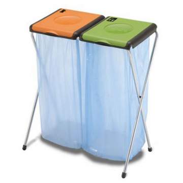 Suport sac menajer, colectare selectiva, Nature 2, portocaliu si verde