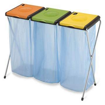 Suport sac menajer, colectare selectiva, Nature 3, galben, portocaliu si verde