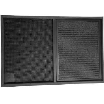 Covor dezinfectant tip tavita, cauciuc si mocheta, 90x60x3cm, negru cu gri