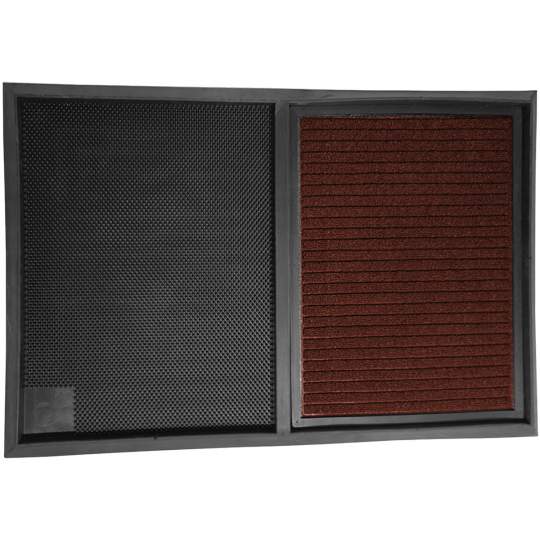 Covor dezinfectant tip tavita, cauciuc si mocheta, 90x60x3cm, negru cu maro