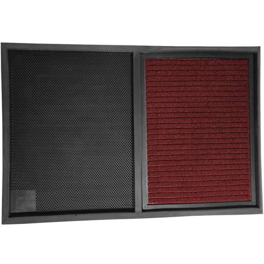 Covor dezinfectant tip tavita, cauciuc si mocheta, 90x60x3cm, negru cu rosu