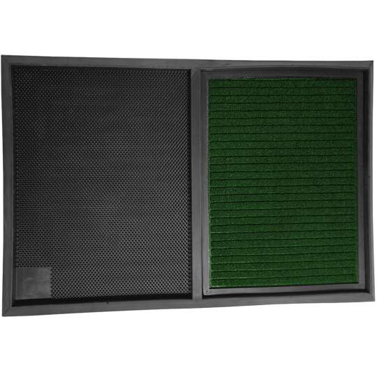 Covor dezinfectant tip tavita, cauciuc si mocheta, 90x60x3cm, negru cu verde
