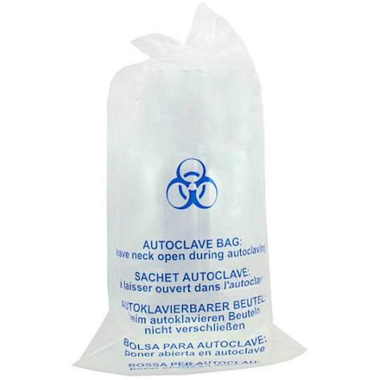 Saci autoclavabili 100L transparenti, inscriptionati BIOHAZARD, 75x90cm (10 bucati)