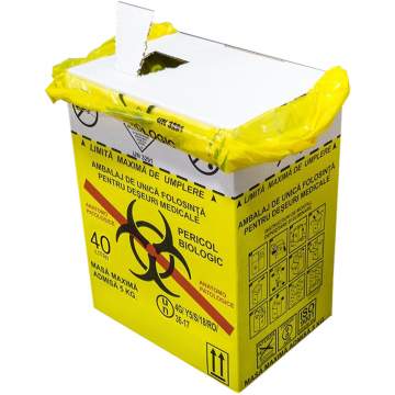 Cutie deseuri anatomo patologice 40 litri + sac galben deseuri (1 bucata)