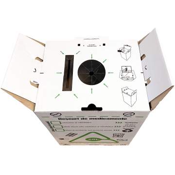 Cutii colectare deseuri de medicamente, 40L cu sac transparent si sigiliu sac (1 bucata)