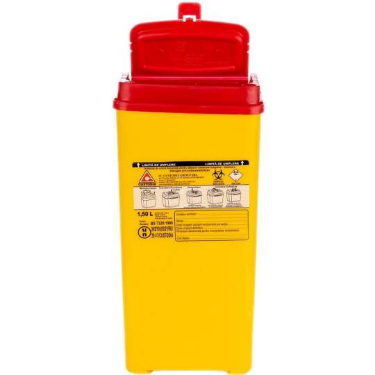 Recipient 1.50 litri, plastic, deseuri medicale intepatoare / taioase (1 bucata)