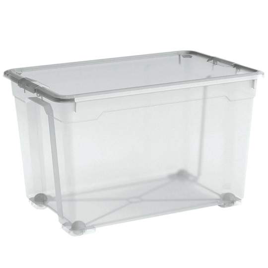 Cutie depozitare 60L cu roti, 56.5 x 38 x 36cm din plastic (1 bucata)