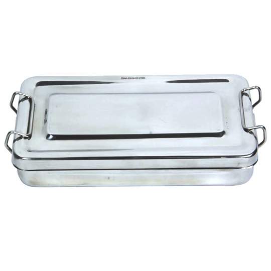 Cutie instrumentar medical inox, cu capac si manere 320x160x60mm (1 bucata)