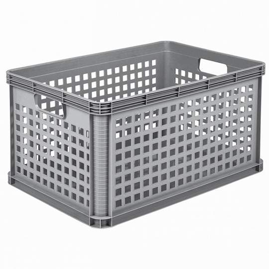 Naveta 64L pereti perforati, gri 60x40x32 cm (1 bucata)