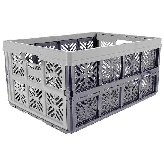 Naveta pliabila 32L pereti perforati, gri 48x35x23 cm (1 bucata)