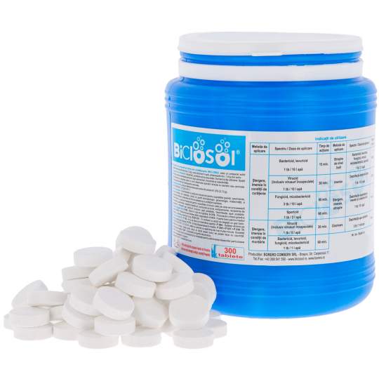 Dezinfectant Biclosol pentru suprafete, 300 tablete clor efervescente (1 bucata)