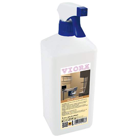 Solutie antistatica Viora cu pulverizator pentru suprafete din plastic, sticla si lemn (1 litru)