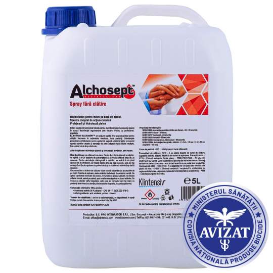 Dezinfectant pentru maini si tegumente, gata de utilizare, Alchosept, avizat biocide (5 litri)