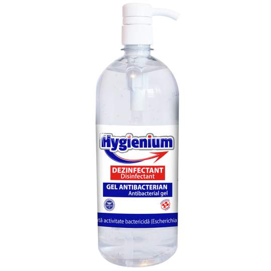 Gel antibacterian & dezinfectant, Hygienium, biocide, flacon 1000 ml + pompa dozare (1 bucata)
