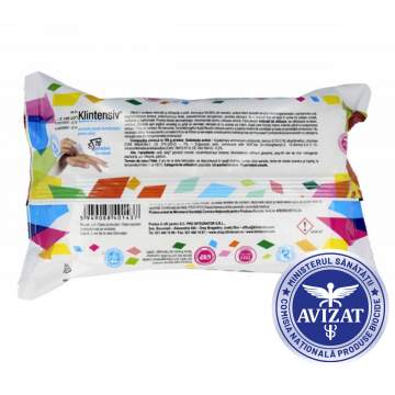 Servetele umede dezinfectante pentru maini, Klintensiv (pachet 70 bucati)