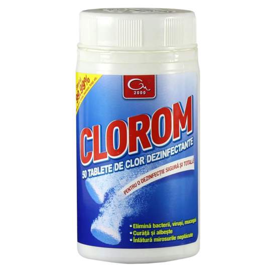 Dezinfectant Clorom - tablete efervescente pe baza de clor, aviz MS Biocide TP2 (50 tablete)
