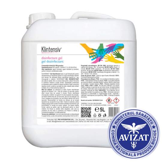Gel dezinfectant pentru maini Klintensiv avizat Biocide MS, bidon 5 litri (1 bucata)