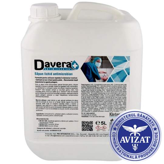 Sapun lichid maini cu clorhexidina Davera Soap 5 litri, avizat Biocide (1 bucata)