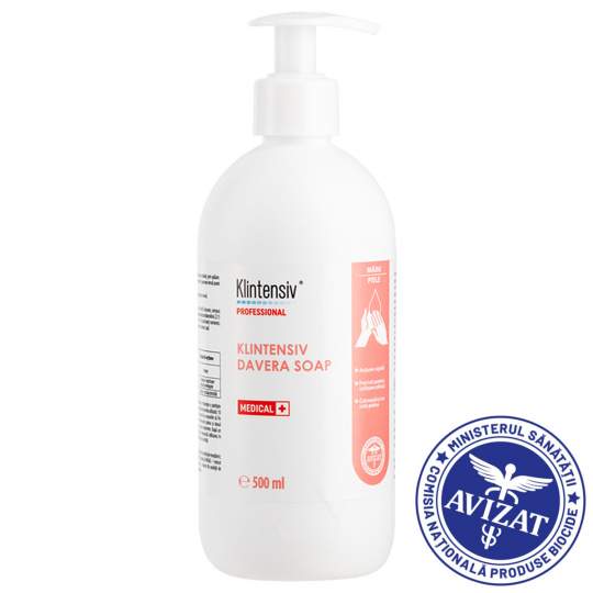 Sapun lichid dezinfectant Davera Soap 500ml, clorhexidina 2% avizat Biocide(1 bucata)
