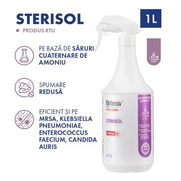 Sterisol - Dezinfectant de nivel inalt, gata de utilizare, pentru suprafete, instrumentar si nebulizare, Biocide (1 litru)