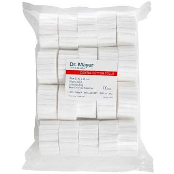 Rulouri dentare absorbante 10x38mm , din bumbac, sterilizabile - Dr. Mayer (1000 bucati)