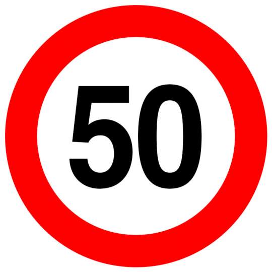 Autocolant limitare de viteza vehicule max 50 km/h reflectorizant (1 bucata)
