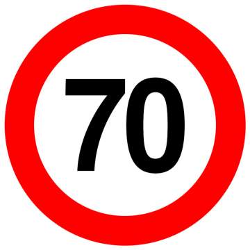 Autocolant limitare de viteza vehicule max 70 km/h reflectorizant (1 bucata)