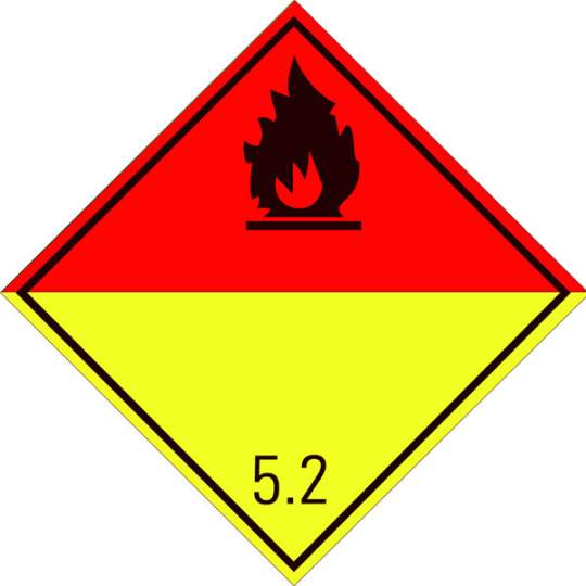 Eticheta ADR clasa 5.2n aluminiu Pericol Transport Peroxizi organici (300x300mm)