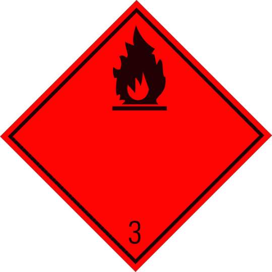 Eticheta ADR clasa 3n aluminiu Pericol Transport lichide inflamabile (300x300mm)
