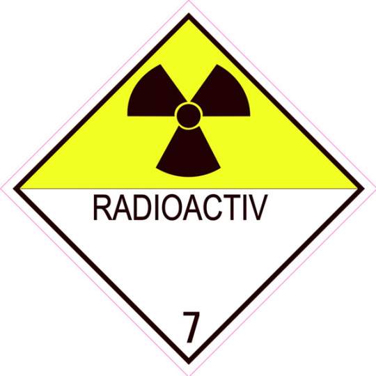 Eticheta ADR autocolanta Pericol Transport materiale radioactive clasa 7 (300x300mm)