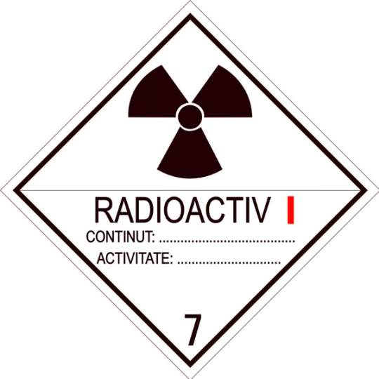 Eticheta ADR clasa 7A aluminiu Pericol Transport materiale radioactive (300x300mm)