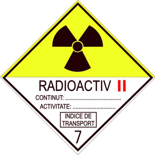 Eticheta ADR clasa 7B aluminiu Pericol Transport materiale radioactive (300x300mm) Eticheta ADR clasa 7B aluminiu Pericol Transport materiale radioactive (300x300mm)