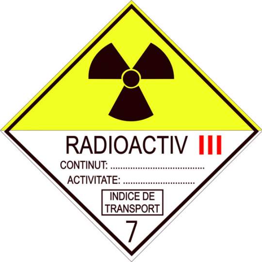 Eticheta ADR clasa 7C aluminiu Pericol Transport materiale radioactive (300x300mm) Eticheta ADR clasa 7C aluminiu Pericol Transport materiale radioactive (300x300mm)