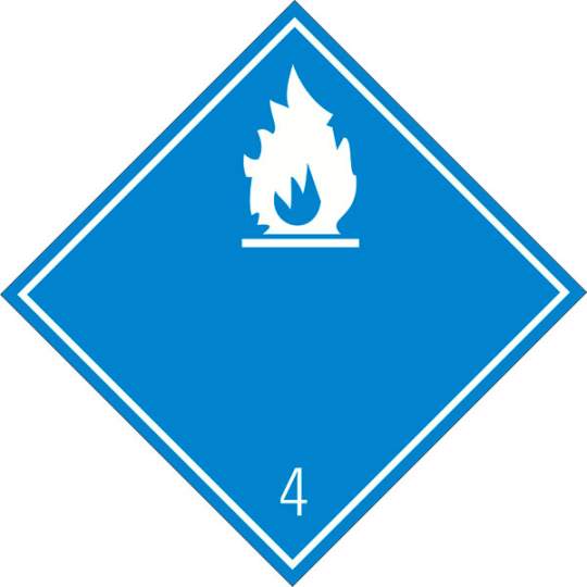 Eticheta ADR clasa 4.3a aluminiu Transport substante care degaja gaze inflamabile la contact cu apa (300x300mm)