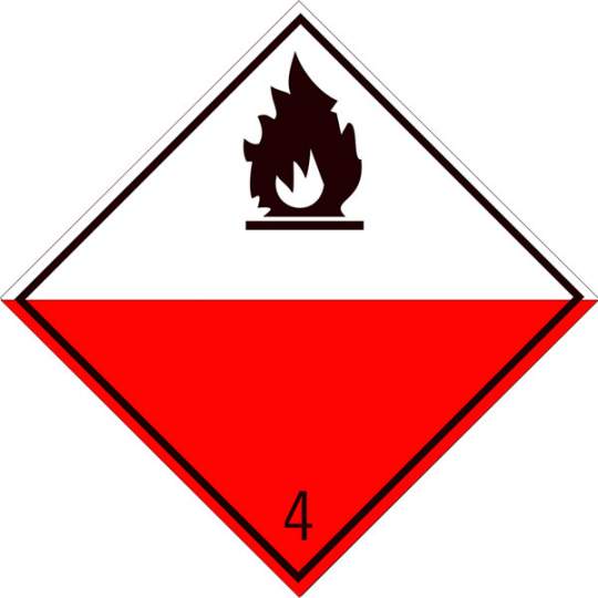 Eticheta ADR autocolanta Pericol Transport substante predispuse la ardere spontana clasa 4.2 (300x300mm)