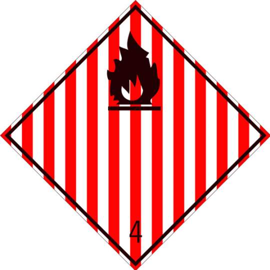 Eticheta ADR autocolanta Pericol Transport substante solide inflamabile autoreactive explozive desensibilizate clasa 4.1 (300x300mm)