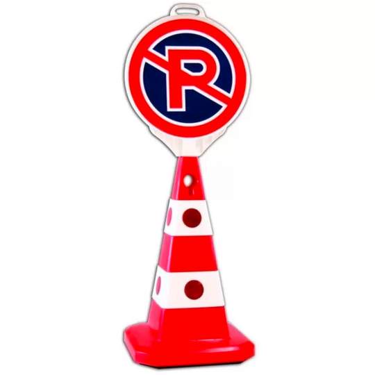 Semn plastic parcarea interzisa 38cm + con din plastic 62cm cu greutate 6kg