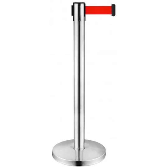 Stalp ghidare cromat, banda retractabila rosie cu lungime 300cm (1 bucata)