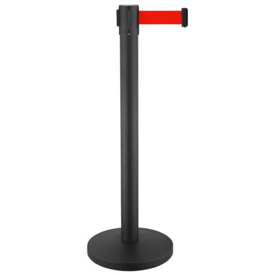 Stalp ghidare negru, banda retractabila rosie cu lungime 250cm (1 bucata)