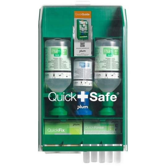 Statie de prim ajutor de perete pentru spalarea ochilor si plasturi - set trusa PLUM QuickSafe® Basic