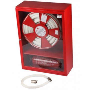 Hidrant interior furtun semirigid D33 alb, locas stingator dedesubt, usa cu sticla + accesorii (950x700x300mm)