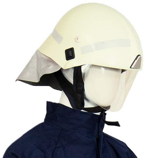 Casca protectie pompier cu vizor si folie protectie pentru ceafa